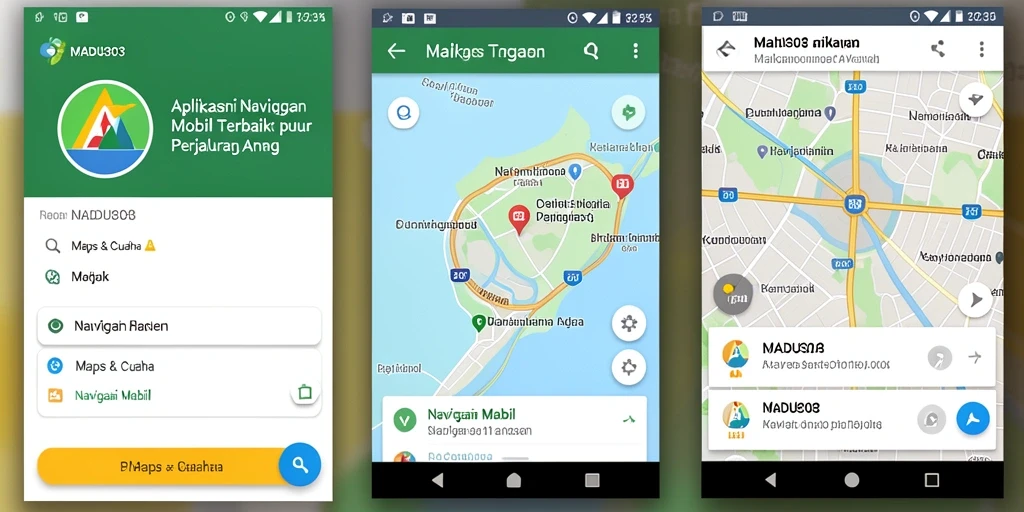 Tampilan antarmuka MADU303 untuk navigasi mobil yang ramah pengguna.