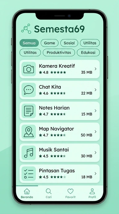 Tampilan katalog aplikasi semesta69
